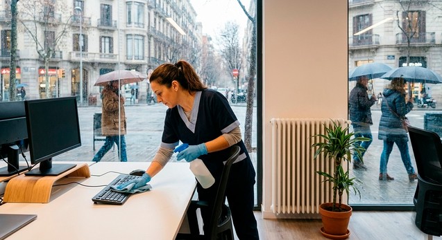 intensificar la limpieza de oficinas en Barcelona durante el invierno