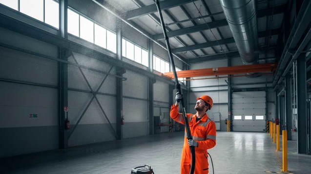 Limpieza con aspiración en altura con pértigas