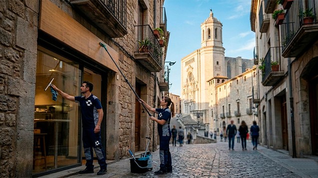 Servicios de limpieza de cristales, rótulos y escaparates en girona
